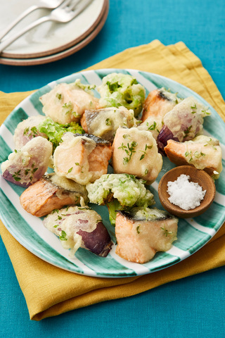 サーモンと野菜の香草フリット