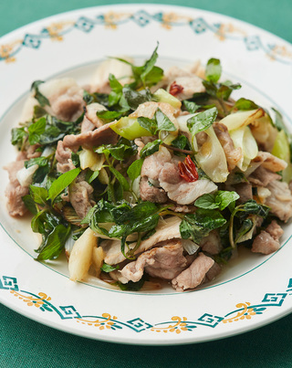 豚肉とねぎのミント炒め